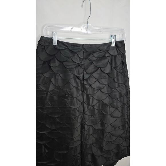 Rickie Freeman Teri Jon Black Silk Scalloped Knee Length Women's Skirt Size 6 - Picture 7 of 12